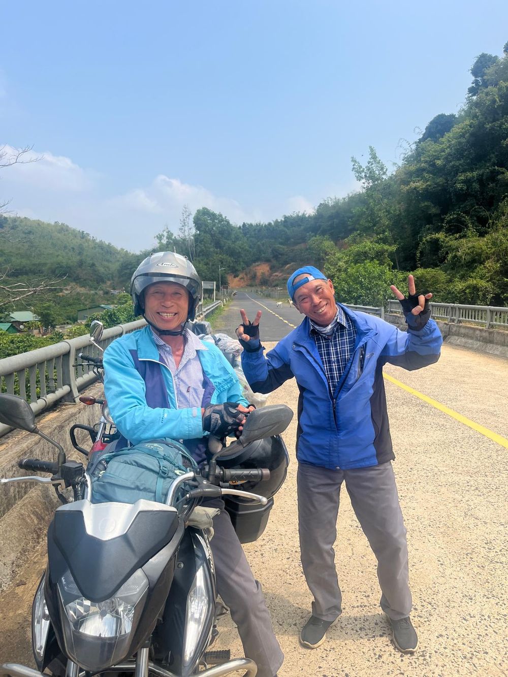 The two founders of Easy Rider Vietnam Loops on the road in the Central Highlands
